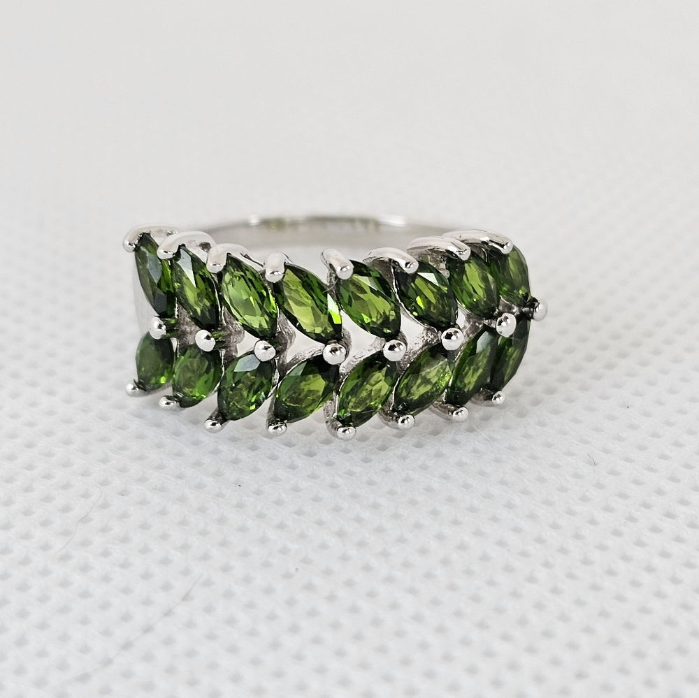 Genuine Chrome Diopside Ring in Sterling Silver Size 7.5